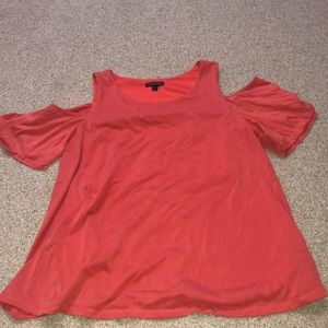 Coral Open Shoulder Top